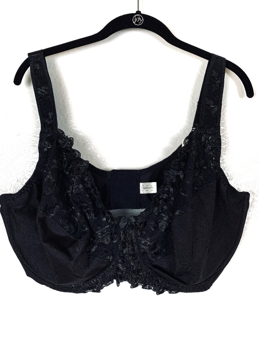 Telimussto Black Bra Size 50H NEW Lace Back Closure Underwire Bow